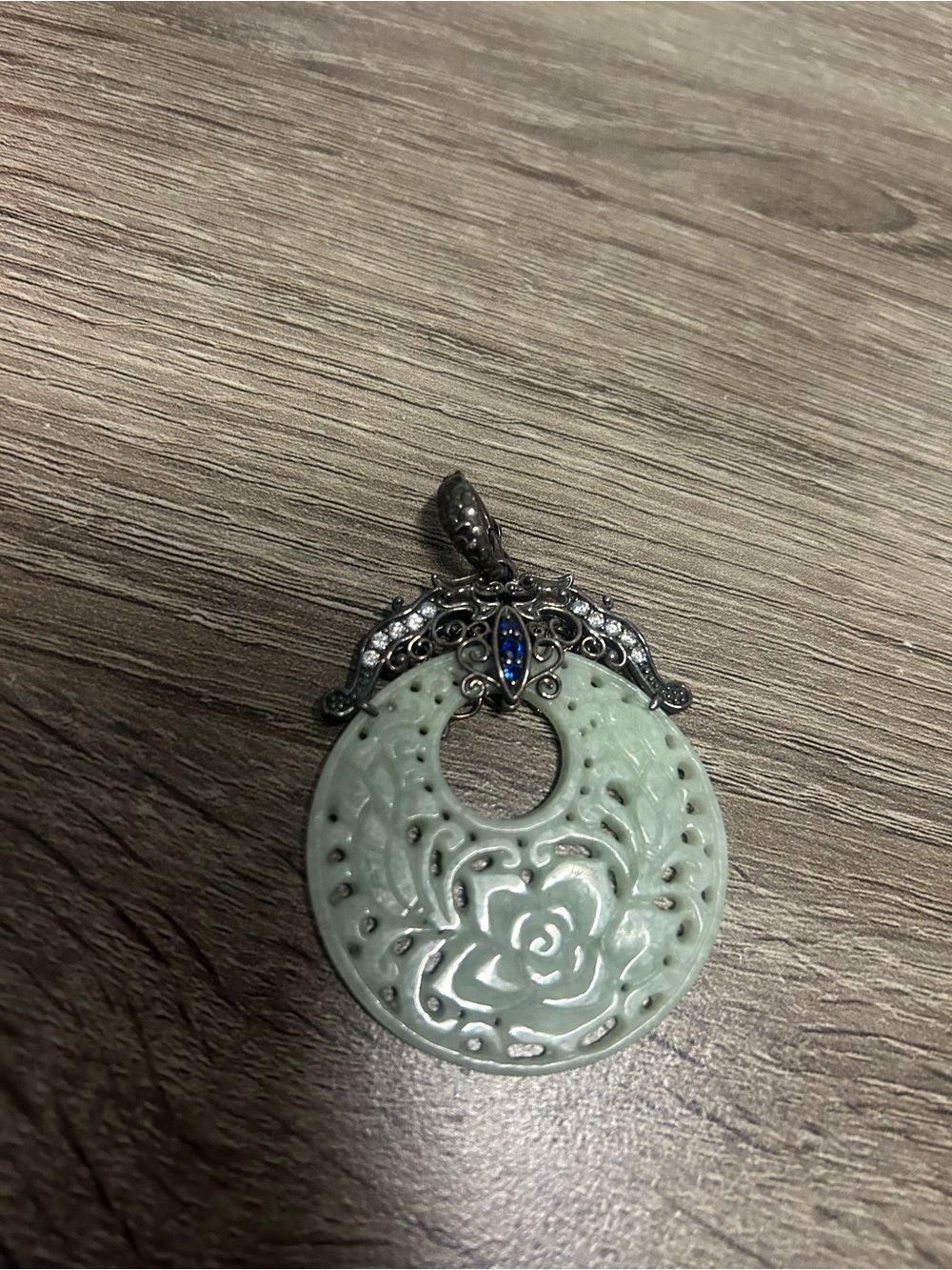 Jade of Yesteryear Mint Green Floral Jade Pendant dragon scale sapphire pendant